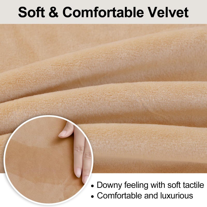 Smiry Velvet Stretch Dining Room Chair Covers Set of 2, Soft Removable Washable Chair Slipcovers Kitchen Parsons Chair Protector, Beige - Image 3